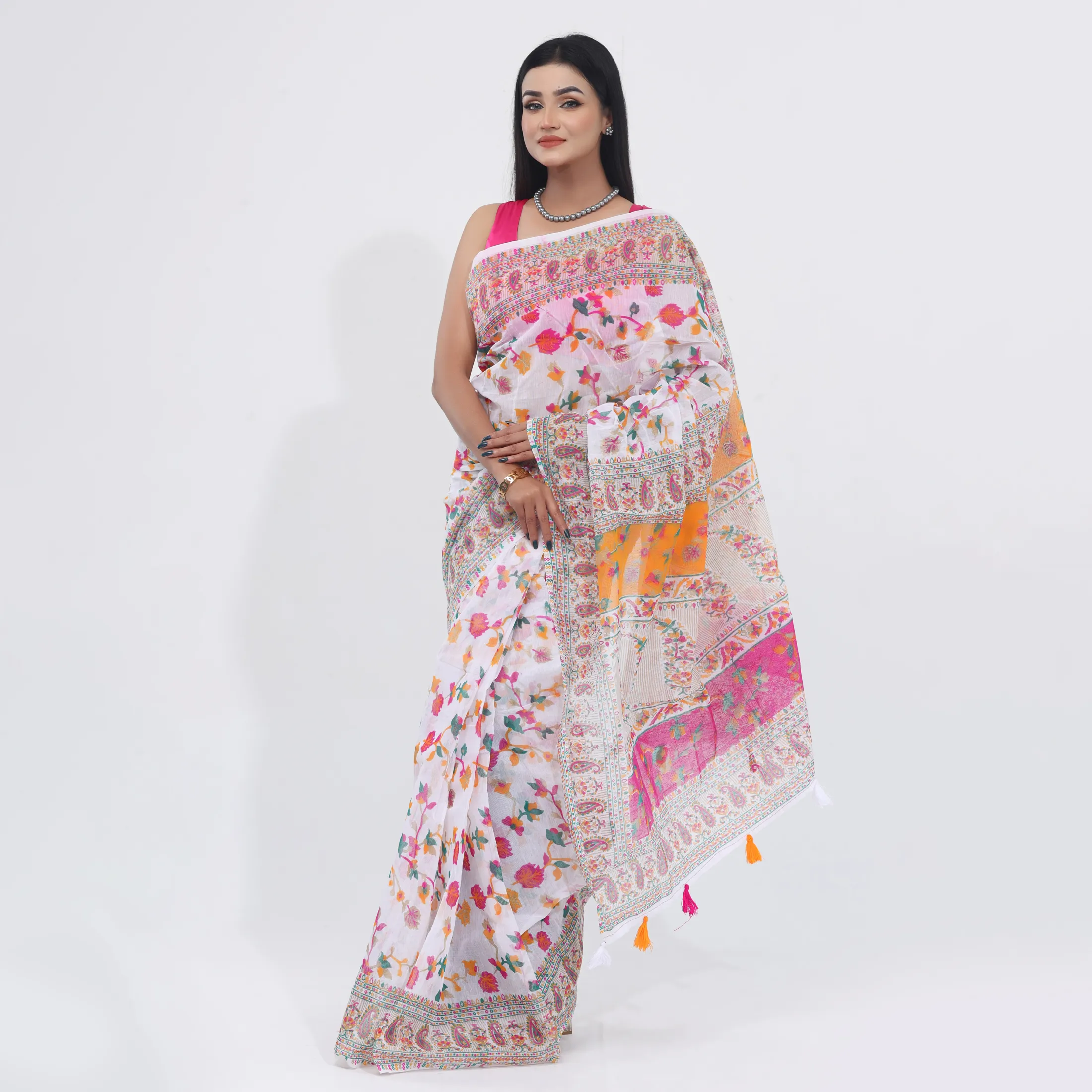 Half Silk Elegance Afsan Screen Print Saree for Women Without Blouse Piece Fashionable and Comfortable - Suitable for Any Season